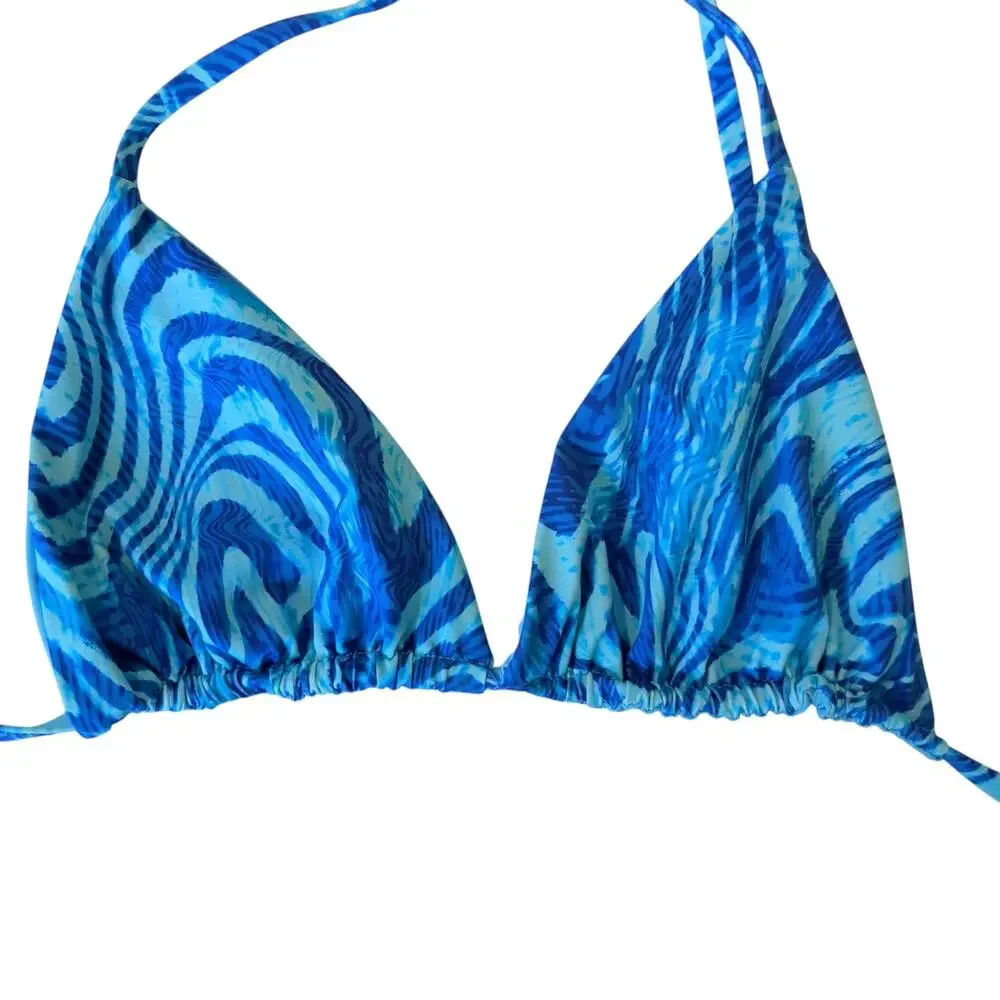Frankies Bikinis Tia Triangle String Bikini Set Top XL Bottom M Electric Blue